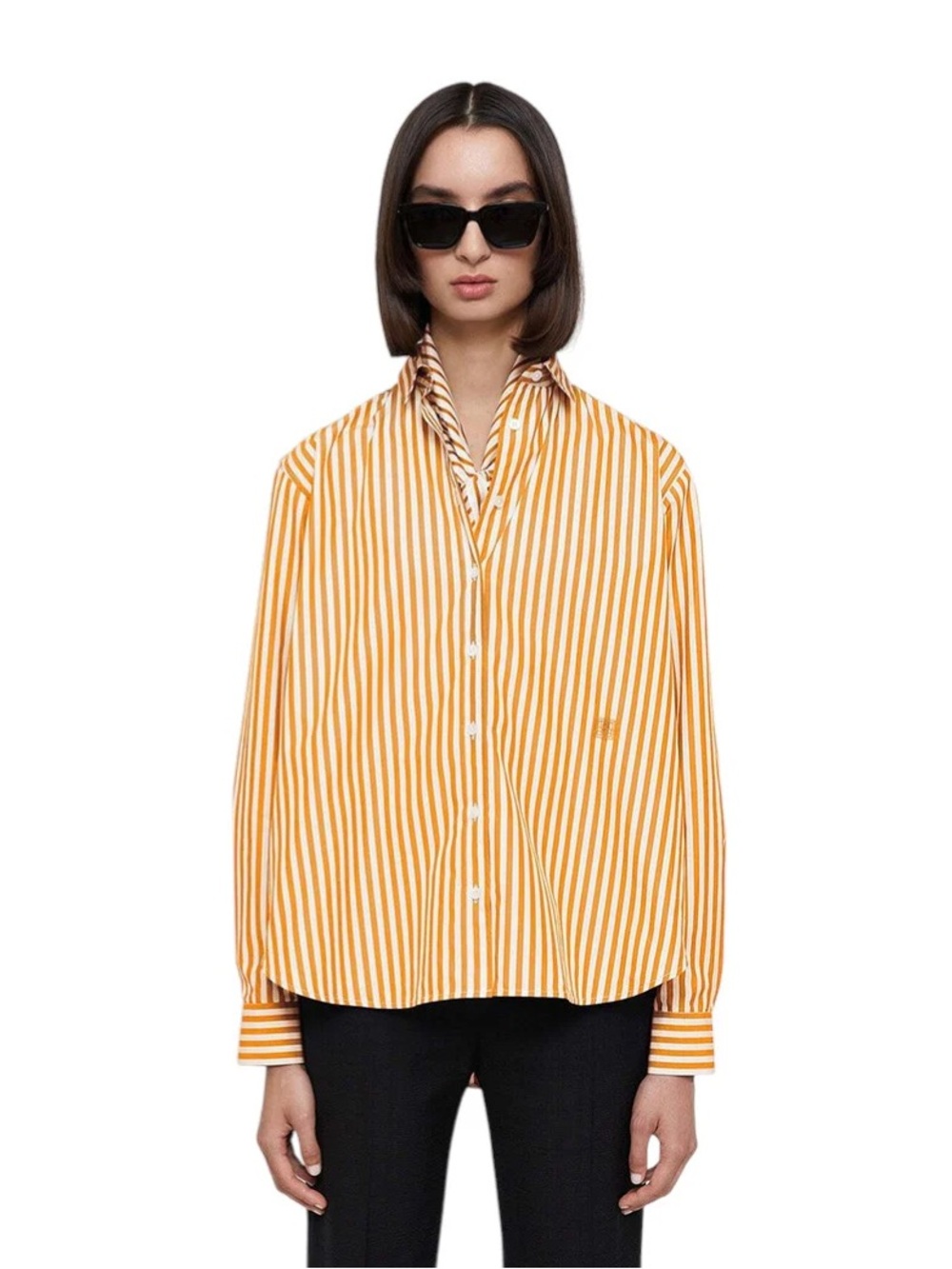 Toteme Signature Cotton Shirt- Orange Stripe - Picture 2 of 9